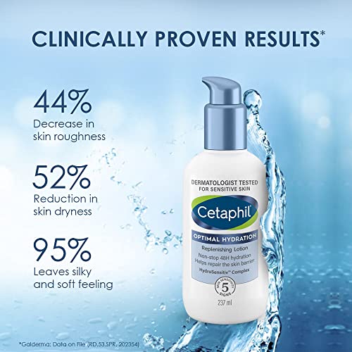 Cetaphil Optimal Hydration Replenishing Body Lotion 237ml | Lightweight moisturizer & non-greasy | Hyaluronic Acid, Sunflower Oil, Blue Daisy extract | Dermatologist Recommended... - Image 3