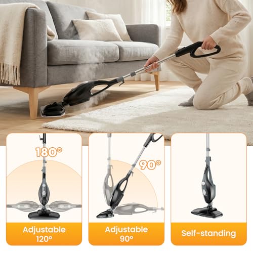 Image of NEWBULIG 14-in-1 Steam Mop, Powerful Detachable Handheld Steam Cleaner for Floor Cleaning with 2 Washable Pads, 16.4 FT Cord, Multi-Purpose Floor Steamer for Hardwood, Clothes, Carpet, Tile, Grout