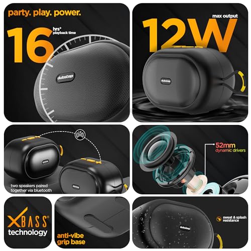 Image of Dubstep Pop 1200 with Upto 16 Hrs Playtime, 52mm Dynamic Driver, TWS Pairing with 12W Output Bluetooth Wireless Speaker (Black)