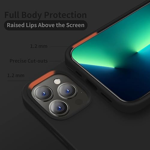Miniatura 4 de Cordking Funda diseñada para iPhone 13 Pro, silicona líquida de alta calidad, ultra delgada, a prueba de golpes, con forro de microfibra suave
