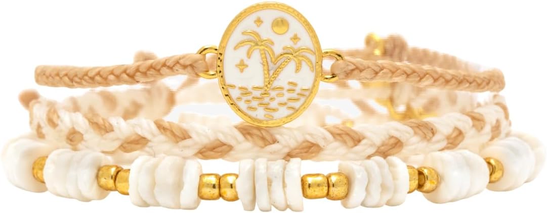 Pura Vida Bracelets Pack Puka Paradise Style Pack - 3-Piece Boho Bracelet Stack