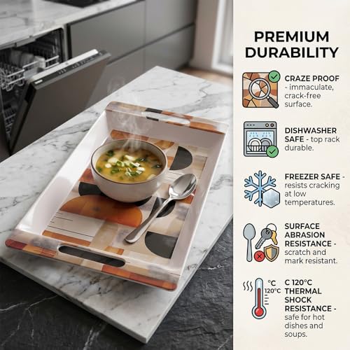 Image of U.P.C Serving Tray Set of 2 / Tray Set for Serving Premium Printed Tray for Serving /Multi-Use Serving Plate (Small, Medium)