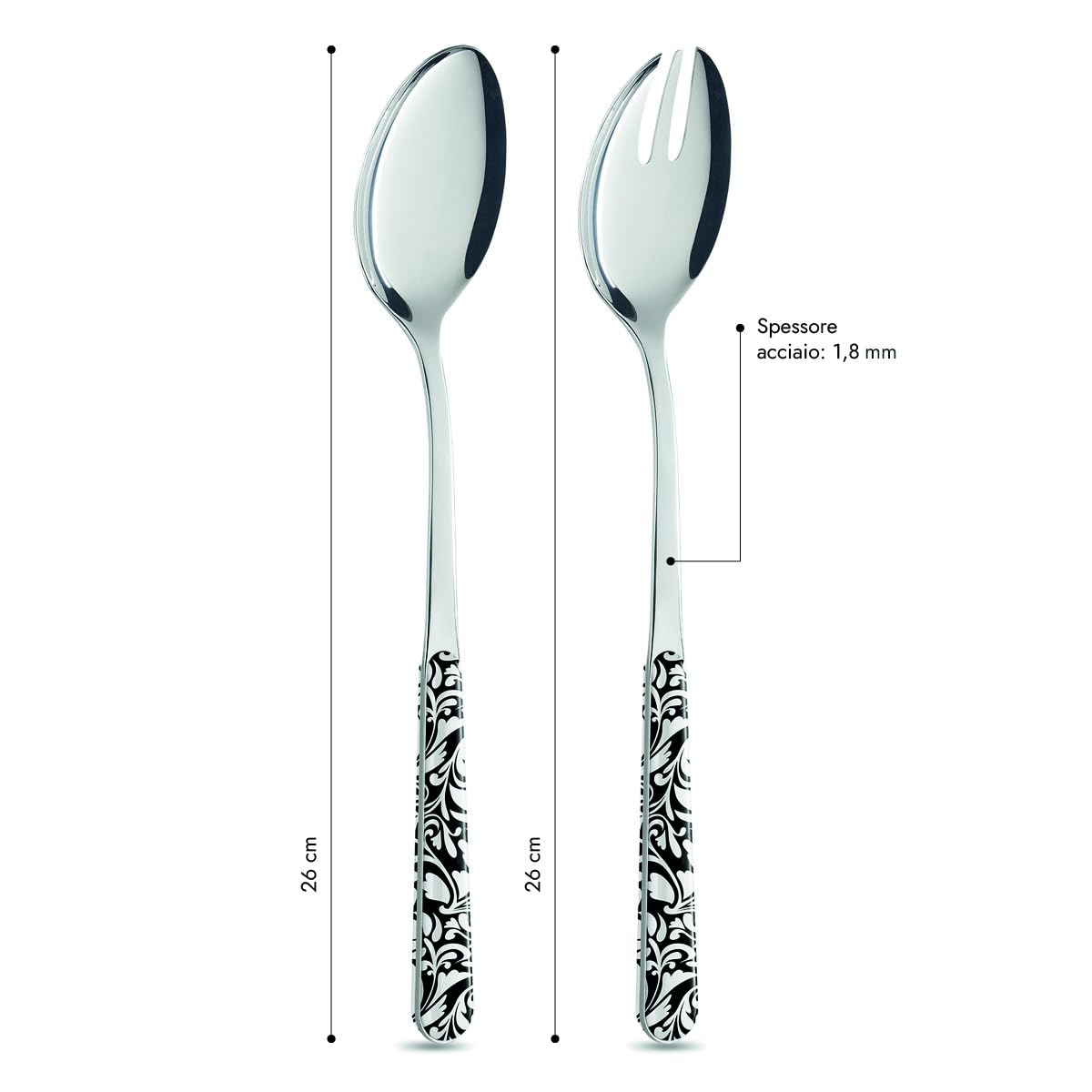 NEVA | BISTROT Vintage Collection Set 2 Posate Insalata, Cucchiaio e Forchetta da Insalata, Set Posate in Acciaio Inox, Lavaggio in Lavastoviglie