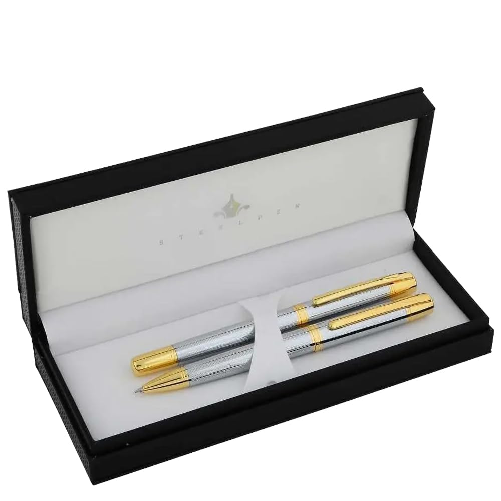 Steelpen Serra Serisi 800-4 Krom Dolma Kalem+Tükenmez Kalem