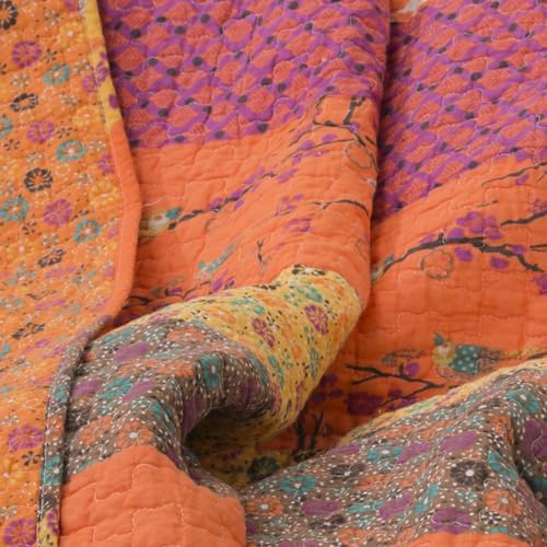Lush Decor Royal Empire Reversible Cotton Throw Blanket, 50" W x 60" L, Tangerine - Throw Blankets for Bed - Couch Blanket - Boho Throw Blanket for Couch - Image 4