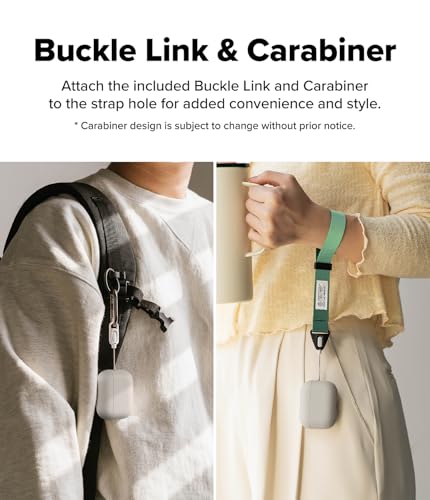 Image of Ringke Silicone for AirPods Pro 3 Case with Carabiner [Soft Premium Liquid Silicone] Slim Oil & Smudge Resistant Shockproof Protective Cover - Stone