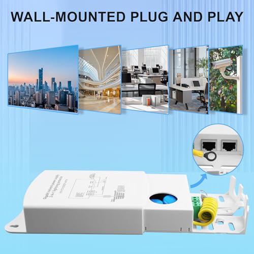 Protector contra sobretensiones Outdoor Gigabit PoE Ethernet IEEE802.3Af/At/Bt 1000Mbps, resistente al agua, protección contra rayos 5KA IP65, montaje en pared Plug and Play (Conectores de red y energía) miniatura 6