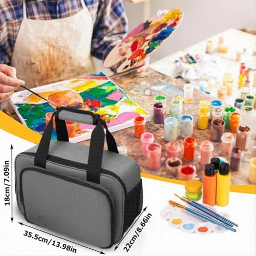 Image of Acrylic Paint Organizer Bag, Hold up to 54 Bottles (2 oz) Craft Paint Storage Bag with Aluminum Foil Liner for Paintbrushes And Paint Tubes