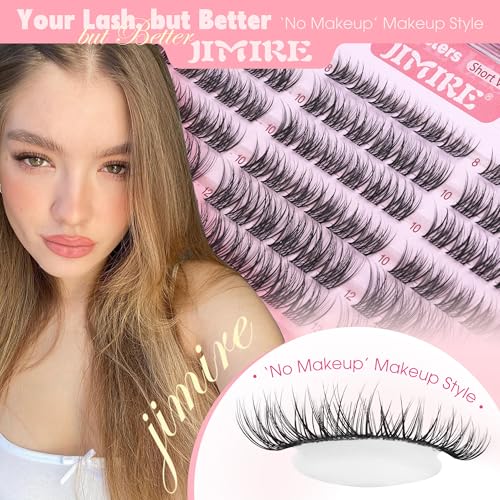 Image of Natural Lash Clusters Wispy 8-12MM Short Eyelash Clusters Wispy Lashes Clusters with Clear Band C-Curly Cluster Eyelash Extensions 120Pcs DIY Lash Extensions at Home by JIMIRE