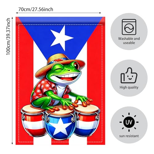 Image of Nuxovilar Puerto Rico Garden Flag Big Frog Hats Drums Polyester 27x39inch