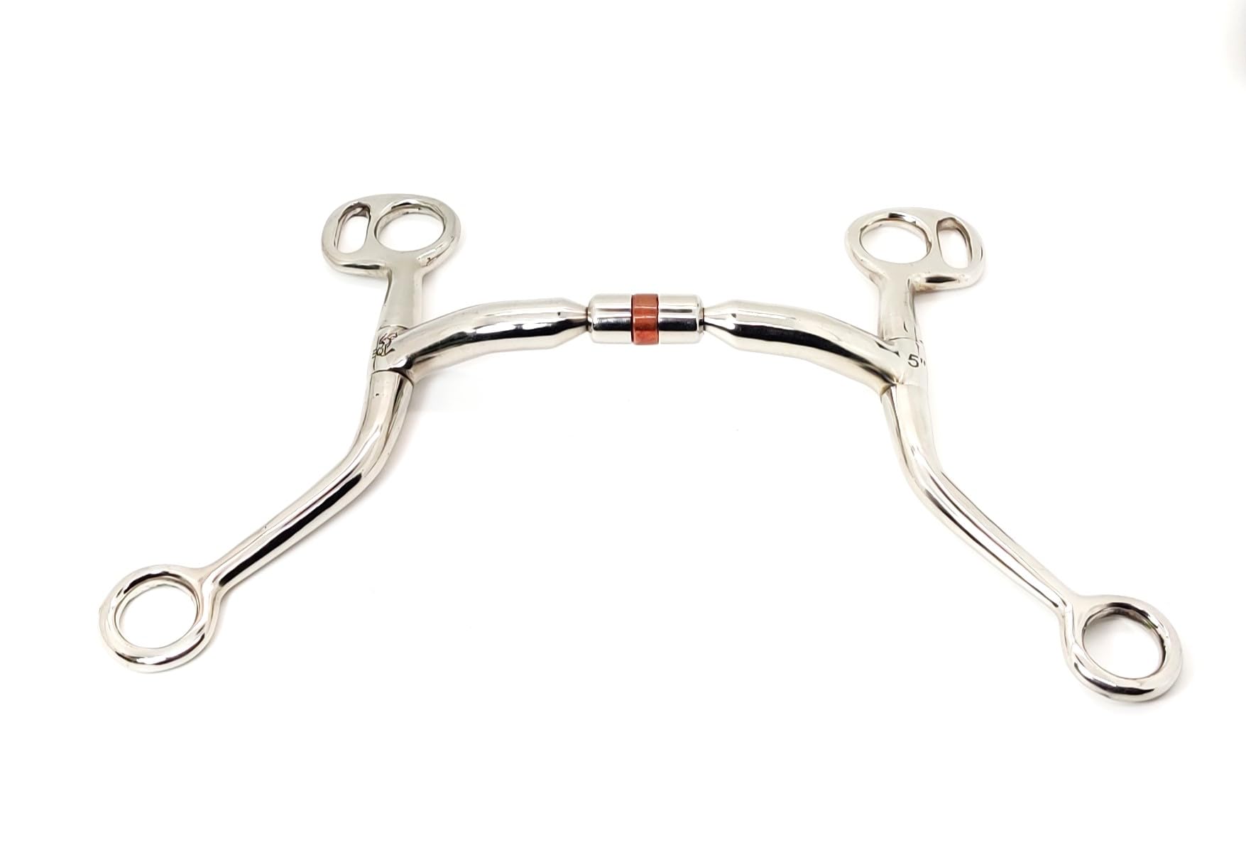 EQI Stainless Steel Tom Thumb Snaffle Horse Bit with Copper Infused SS Roller Mouth