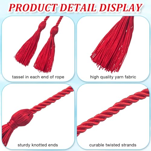 Image of ONUPGO Red Graduation Cord, Graduation Honor Cords Rayon Braided Tassel Cord for 2026, 68 inch Polyester Yarn Long Robe Honor Rope for Graduation Students, Bachelor Gown