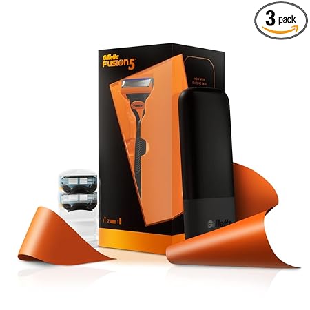 Gillette Fusion Premium Gift Set for Men | 1 Gillette Fusion Manual Razor, 2 Gillette Fusion Cartridges, 1 Travel Case