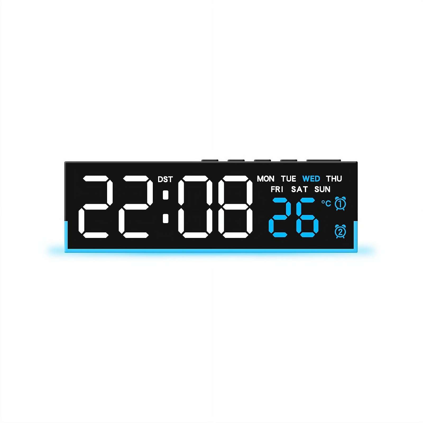 Led Digital Alarm Clock Bedside Clock 6 61 X 2 16 X 0 98inch Led Large Display with