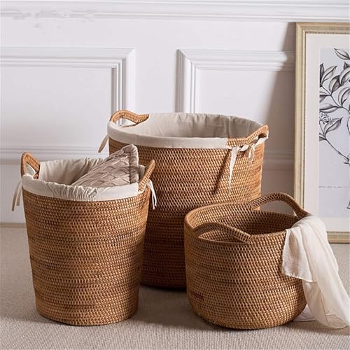 Strong Woven Laundry Basket with Handles, Large Size, Stylish Storage Solution for Living Room, Bedroom Bathroom