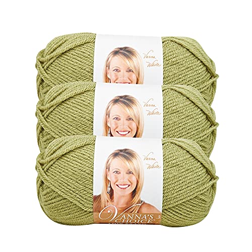 Image of Lion Brand Yarn, Vanna's Choice Crochet Yarn, Dusty Green, 3 Pack