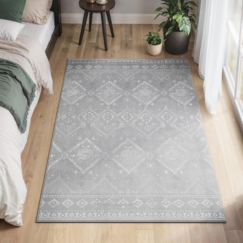 SONGMICS HOME Area Rug, 120 x 170 cm Rug for Bedroom, Living Room Rug, Non-Slip Carpet, Home Decor, for Living Room, Machine Washable, Boho Style, Light Grey TAR027G01 SONGMICS HOME Area Rug, 120 x 170 cm Rug for Bedroom, Living Room Rug, Non-Slip Carpet, Home Decor, for Living Room, Machine Washable, Boho Style, Light Grey TAR027G01