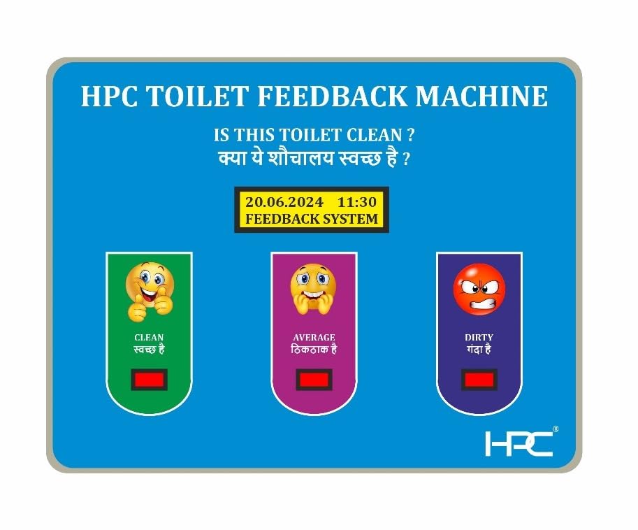 HPC Cloud Based Toilet Feedback Machine with Android App | 3-Button Smiley Feedback, Wall-Mounted, Ideal for Public Washrooms & Facilities. Model- HPC49-image-0
