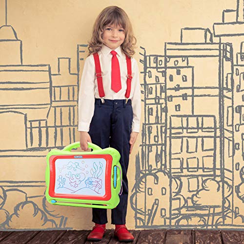 pozzolanas Magnetic Drawing Board for Kids and Toddlers, Doodle Board Writing Painting Pad Comes with a 4-Color, Travel Game Birthday Present for Toddler - Thumbnail 4