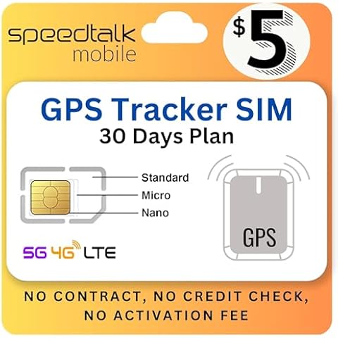 SpeedTalk Mobile Tracker SIM Card for 5G 4G LTE GSM Pet Senior Kids Car All GPS Tracking Devices | Talk Text Data | 3 in 1 SIM Card Standard Micro Nano | 30 Days Wireless Subscription Plan Cover
