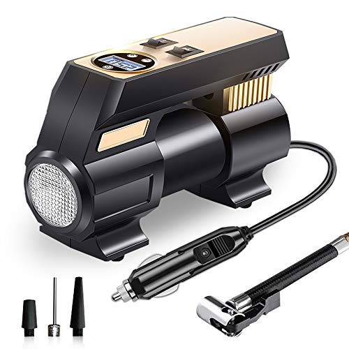 UPFOX Air Compressor Pump 12V DC Portable Digital Tire Inflator with Gauge Electric Double Cylinders Direct Drive Metal Pumps