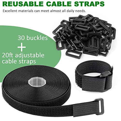 Attaches De Câble - Nylon - Lot De 10 - Auto-adhésives - Réutilisables - 30cm Noir