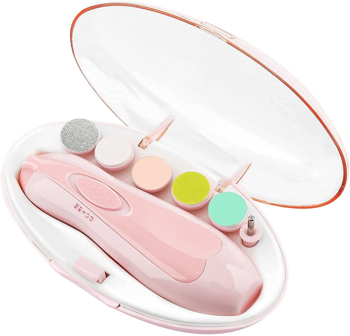 Feinerman Baby Nail Trimmer Electric - Safe Baby Nail File with Light, 6 Grinding Pads, Newborn Infant Toddler Nail Clippers, Kids Nail Care Trim Set (Pink)-image-27