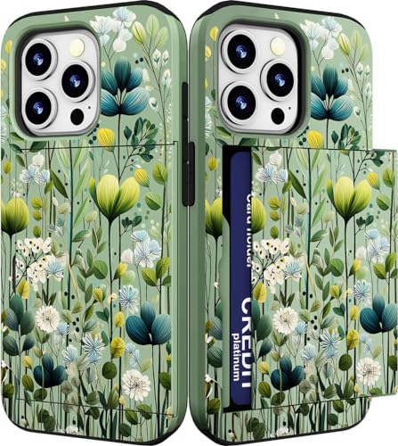IWONE for iPhone 15 Pro Case - Green Botanical Plants