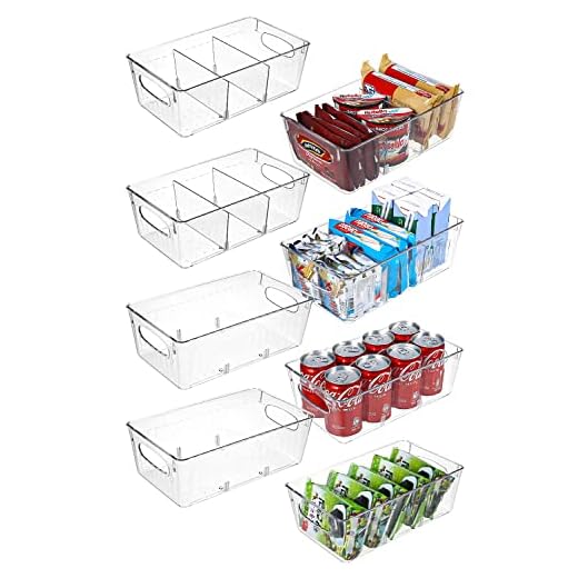 jutyum 8Pcs Organizador Nevera, Organizador Cocina Apilables, Organizador frigorifico, Organizador Armario Cocina Transparente, Organizador Cocina Almacenamiento para Bebidas, Frutas, Verduras