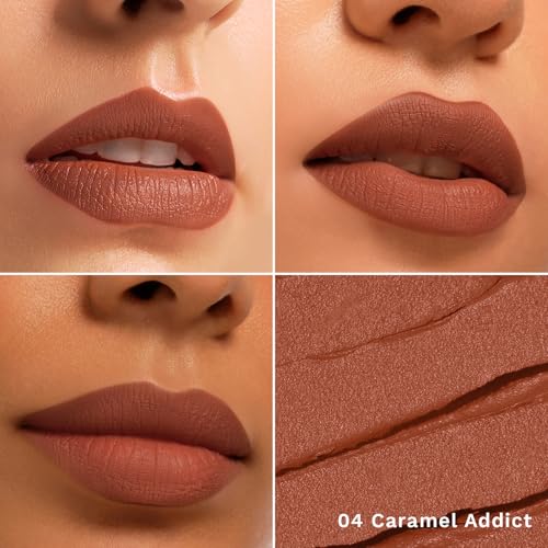 Image of Pilgrim Long Lasting Crayon Lipstick | Intense Matte Finish | Waterproof & Lightweight | Highly Pigmented & Enriched With Ceramides & Mango Seed Oil | Smooth Glide Application | (1.4g) (Caramel Addict-04)