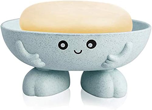 Miniatura 7 de Soporte para jabón, bonita caja de jabón de dibujos animados para baño y cocina, lavabo de bañera, diseño antideslizante, bonita jabonera (verde)