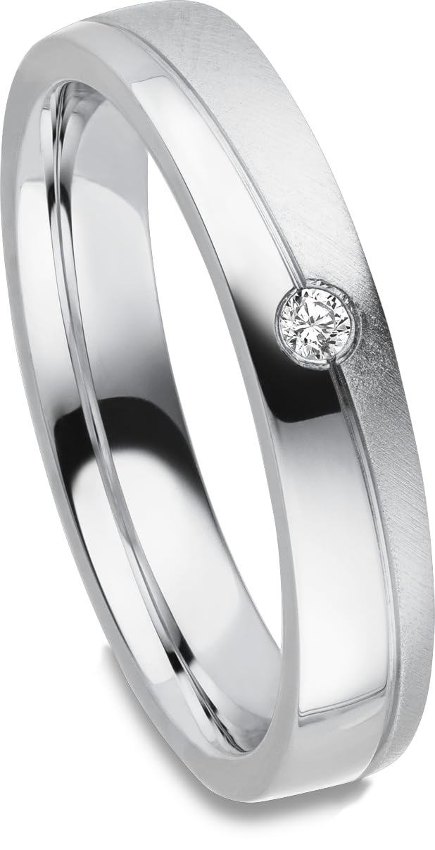 Kolibri Rings Damenring Zirkonia 925 Sterling Silber - Made in Germany - Schrägmatt/Poliert - Inkl. Gravur und Etui - Ehering Verlobungsring