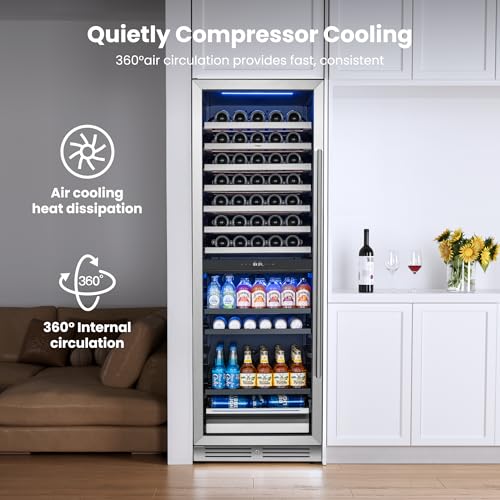 Image of Yeego 24 Inch Wine and Beverage Cooler, 182 Can 77 Bottle with Left-Hinged