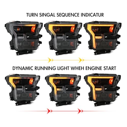 Image of letsdate Projector Headlights Compatible For F150 2015-2017 Halogen 2017-2020 HID 2015-2020 LED R-aptor with Startup Animation(Read Fitment Photo Carefully)