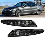 USR DEPO 03-06 W211 E-Class Crystal Smoke Front Bumper Side Marker Light Assembly Set (Left + Right) Compatible with 2003-2006 Mercedes Benz W211 E Class
