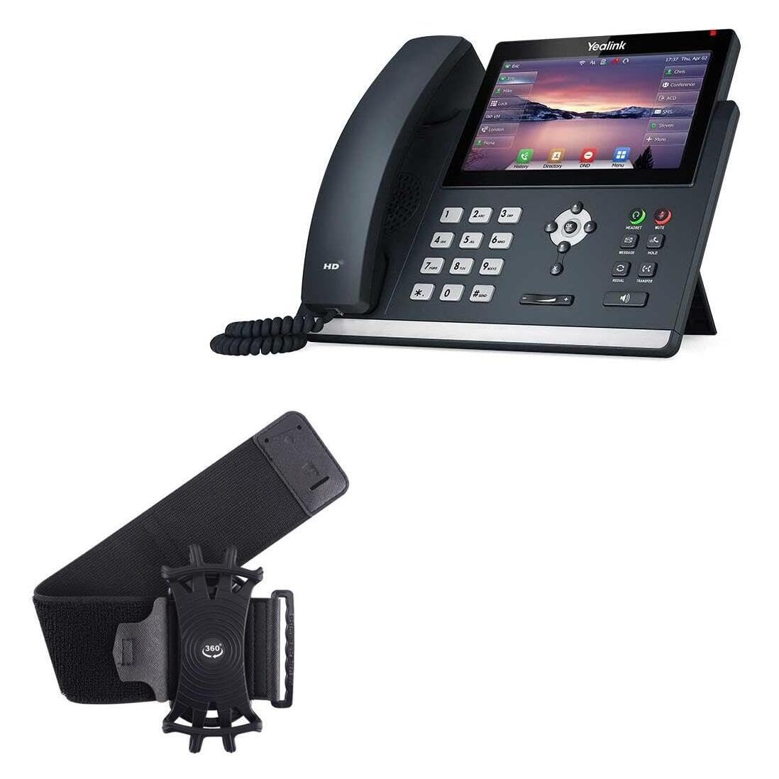 BoxWave Holster Compatible with Ooma YeaLink T48U - ActiveStretch Sport Armband, Adjustable Armband for Workout and Running - Jet Black