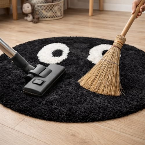 Image of Ultra Soft Plush Shaggy Polyester Round Area Rug for Kids Playroom Nursery Bedroom and Safe Indoor Play Spaces - (Googly Eyes, Round, 5x5 feet)