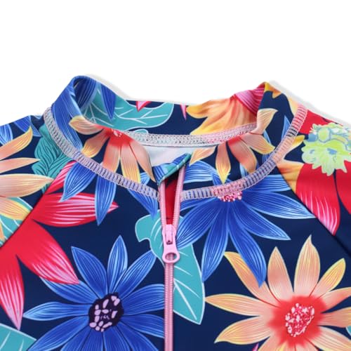 Image of Girls One Piece Swimsuit Long Sleeve Rash Guard UPF 50+ Age 2-12Y