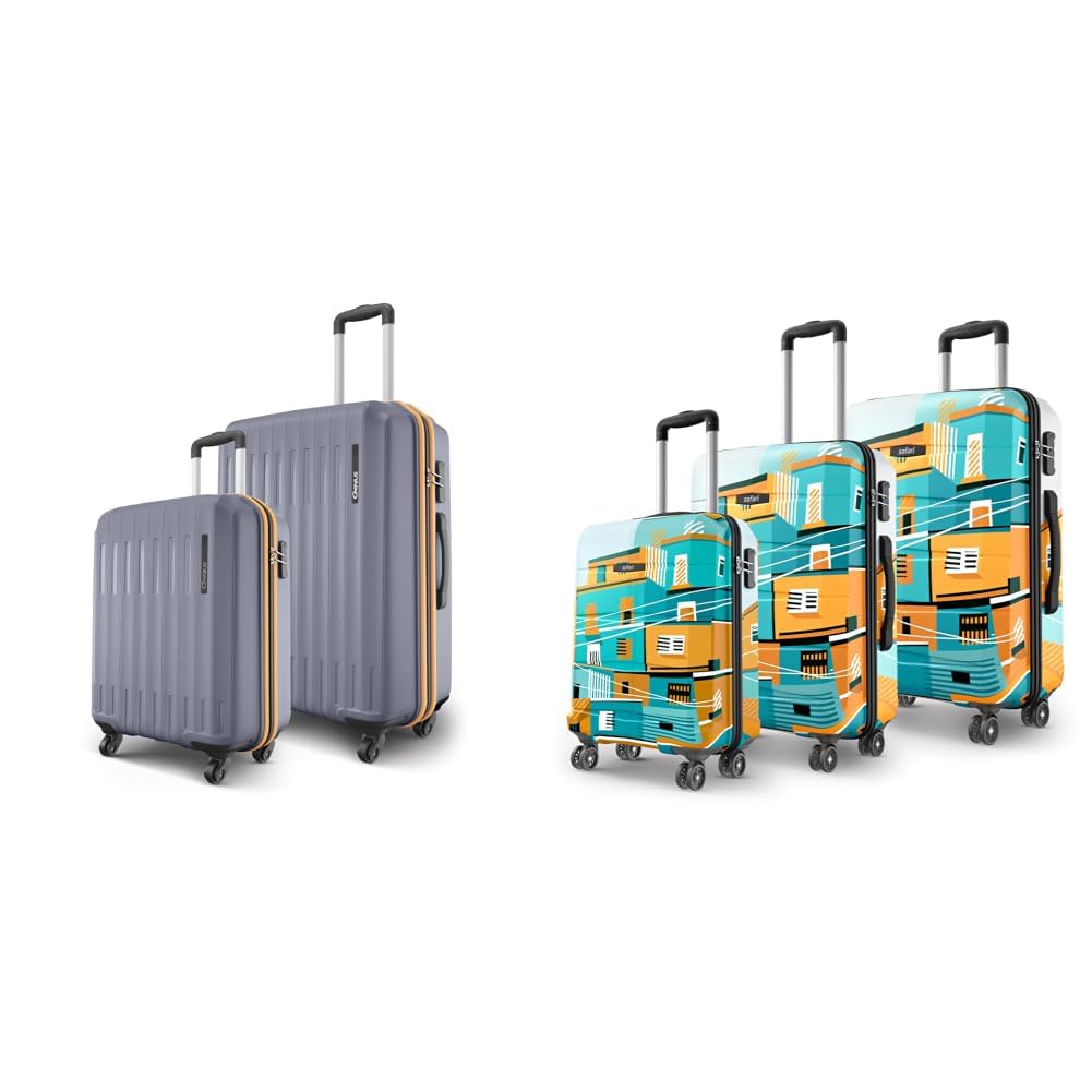 Genius Alley Set of 2 (Cabin + Medium) Trolley Bags Hard Case Polypropylene, 4 Spinner + Oasis 55, 65 & 77 Cms Polycarbonate Trolley Bag, Printed Cabin 8 Wheels Spinner Travelling-image-24
