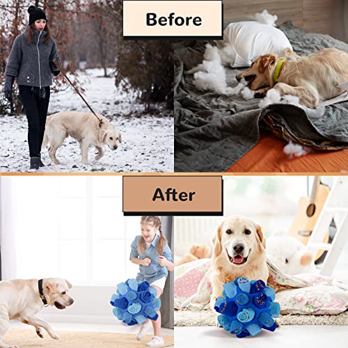 Larimuer Schnüffelball für Hunde, Schnüffelteppich Schnüffelspielzeug Interaktive Hundespielzeug tragbarer Haustier Snuffle Ball Toy für Kleine Mittelgroße Hunde Haustier (Blau)