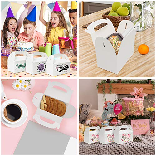 Belle Vous Boite Cadeau Carton Blanche pour les Fêtes (24 Pièces) - Boite a Gateaux en Carton 16 x 9,3 x 8,6 cm avec Poignée et Pliables - Emballage Gateau Patisserie pour Anniversaires, Mariages - Image 7