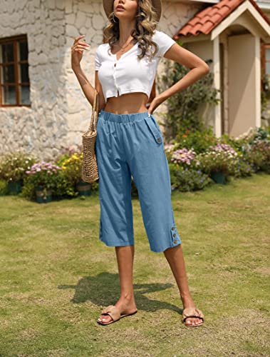Image of Veatzaer Women's Elastic Waist 3 /4 Capri Harem Pants with Pockets Casual Loose Solid Yoga Trousers S-XXL