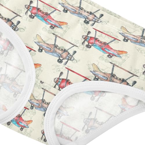 Girls' Underwear Retro Airplane Cotton Stretch Comfort Toddler Panties4