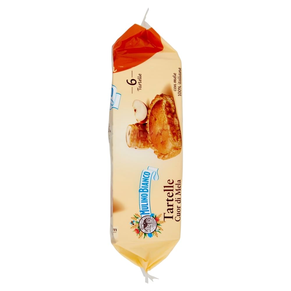 4x Mulino Bianco Tartelle Cuor di Mela - Törtchen, Mürbeteig mit 100% Italienischen Äpfeln - Kuchen Süßer Snack 288g (Jede Packung enthält 6 Snack) + Beni Culinari Kostenloser Schlüsselanhänger