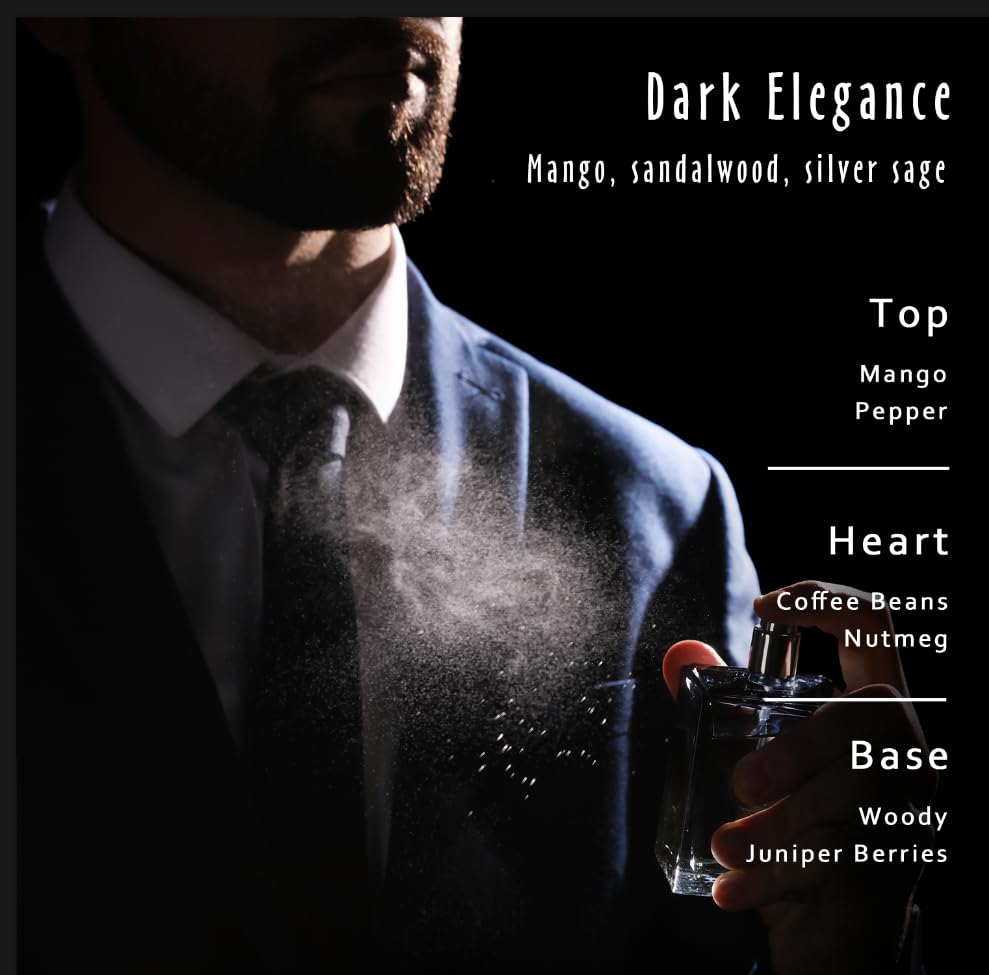 Image of Dark Elegance Fragrance Oil, MitFlor 30ml Scented Essential Oil for Diffuser, Premium Fragrance Oil for Candle Soap Making, Men's Cologne Oil, Ideal for Making Perfume, Beard Oil and More