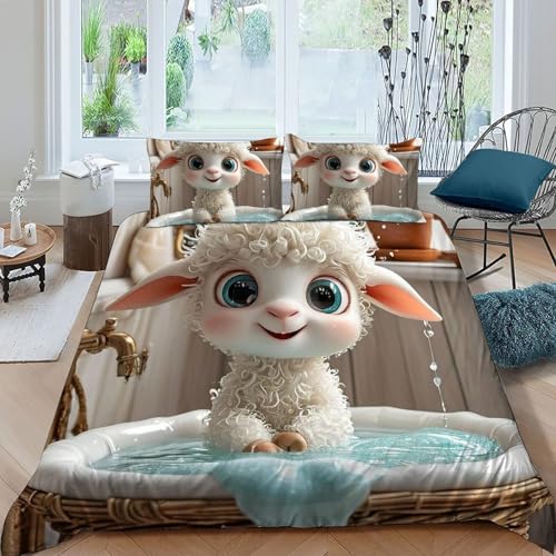 Housse de couette 200x200 animaux avec impression 3D relief en microfibre douce - 3