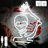 Skeleton Skull Neon Sign, Halloween Ghost Neon Light Scary Neon Wall Light Signs Gift Decor for Kids Art Decorations Home Bar Halloween Party