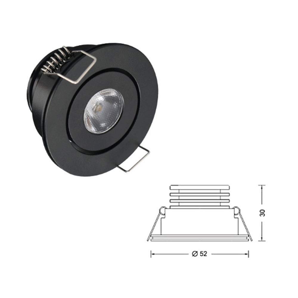 Oświetlenie punktowe LED 3W, odlew aluminiowy, okrągły otwór, 45 mm, regulowany kąt nachylenia 15°/25°/45°, kąt świecenia 3000K, 4000K, 6500K, do łazienki, ciepłe światło,Warm light