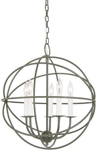 JVI Designs 3032-23 - Lámpara de araña de 5 globos de luz, acabado plateado envejecido.