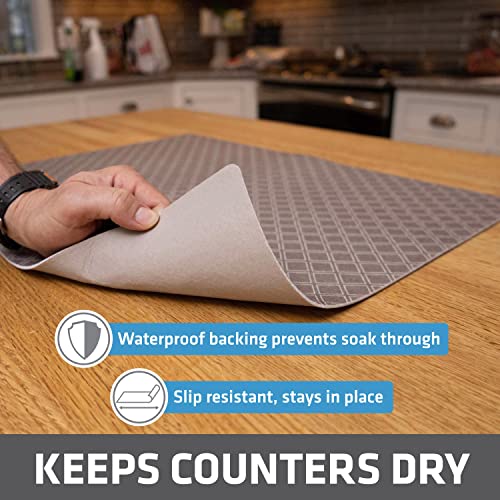 Drymate XL Dish Drying Mat, Oversized (19”x24”), Low-Profile, Super Absorbent, Quick Dry Fabric, Waterproof & Slip-Resistant, for Kitchen Counter, Trimmable, Machine Washable (USA Made)(Taupe) by Drymate - Image 3